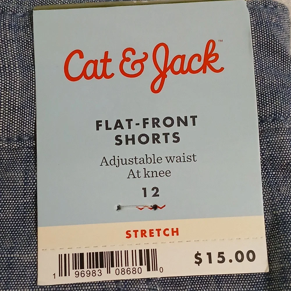 NWT Cat & Jack Flat-Front Boys Shorts Adjustable Waist 12